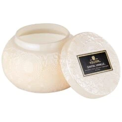 Voluspa - Japonica Collection - Chawan Bowl 2 Wick Embossed Glass Candle -Care Product Store GLASS SANTAL VANILLE