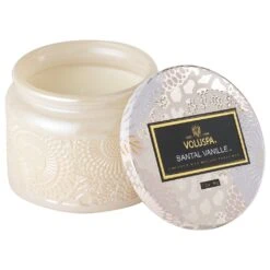 Voluspa - Japonica Collection - Petite Embossed Glass Jar Candle -Care Product Store santal vanille voluspa