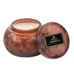Voluspa - Japonica Collection - Chawan Bowl 2 Wick Embossed Glass Candle -Care Product Store voluspa chawan bowl candle forbidden fig