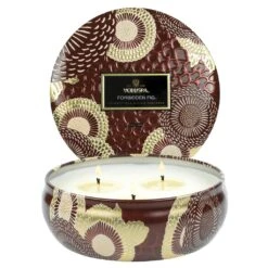 Voluspa - Japonica Collection - 3 Wick Candle In Decorative Tin -Care Product Store voluspa forbidden fig 3 wick tin candle