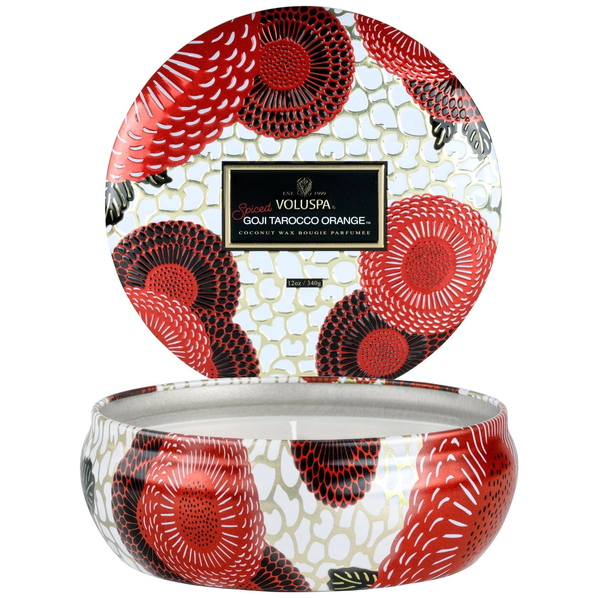 Voluspa - 3 Wick Tin Candle - Spiced Goji Tarocco Orange 3 Voluspa - 3 Wick Tin Candle - Spiced Goji Tarocco Orange
