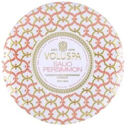 Voluspa - Maison Blanc Collection - 3 Wick Tin Candle -Care Product Store voluspa saijo persimmon 3 wick tin candle